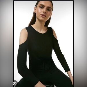 Karen Millen Black Cold Shoulder Top